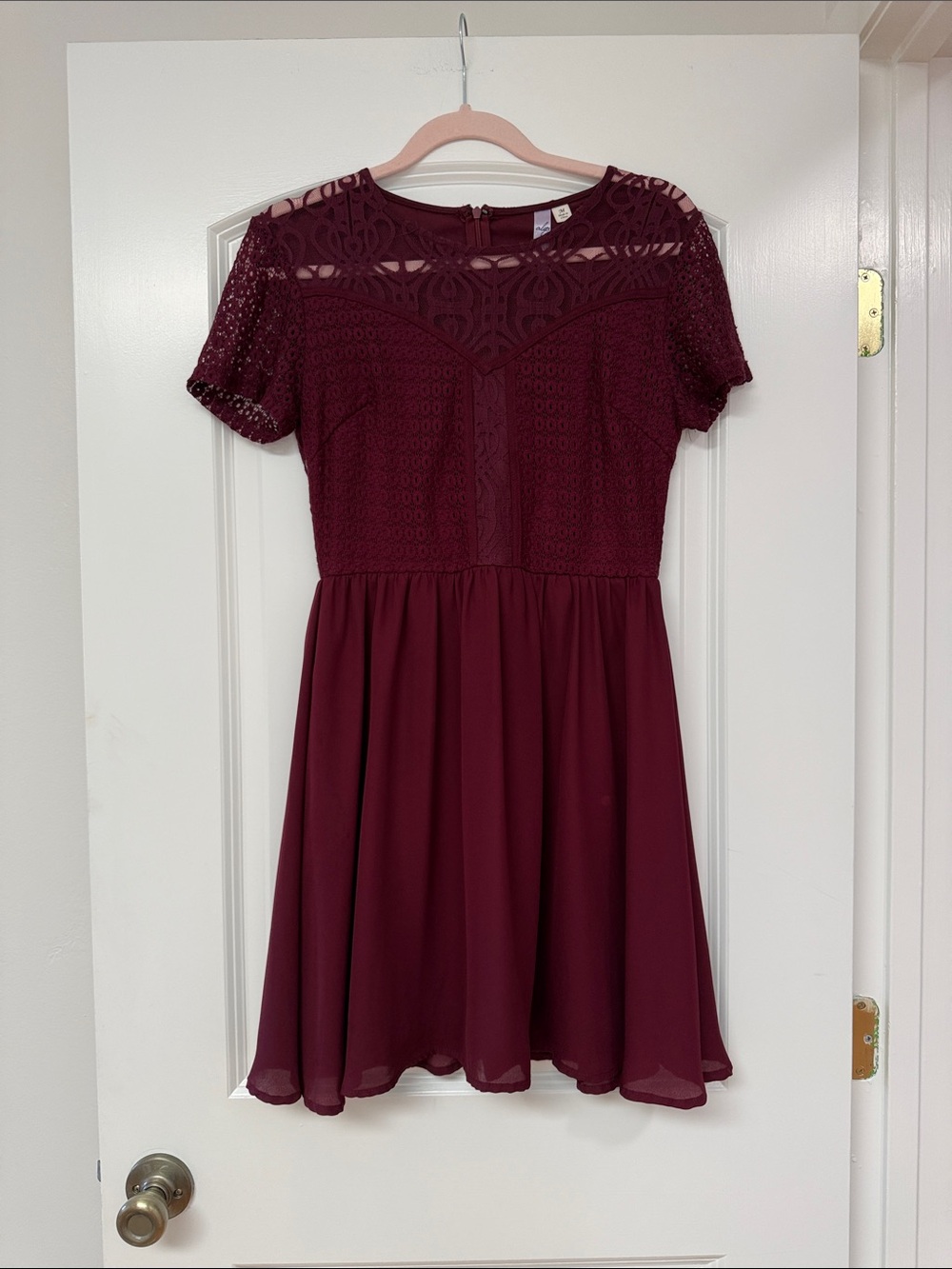 Alya Burgundy Lace Overlay Dress